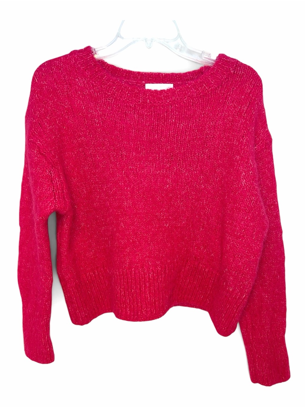 H&M Bright Pink Crewneck Cropped Sweater Women’s Size Medium- Wool, Alpaca